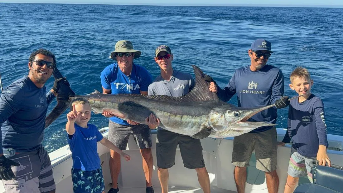 Large wahoo catch on offshore fishing charter aboard Lion Heart Cabo San Lucas