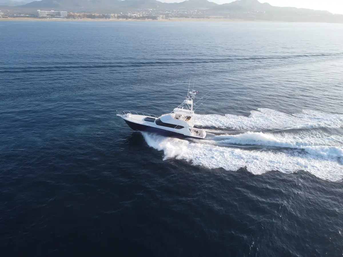 Lion Heart underway — aerial action shot